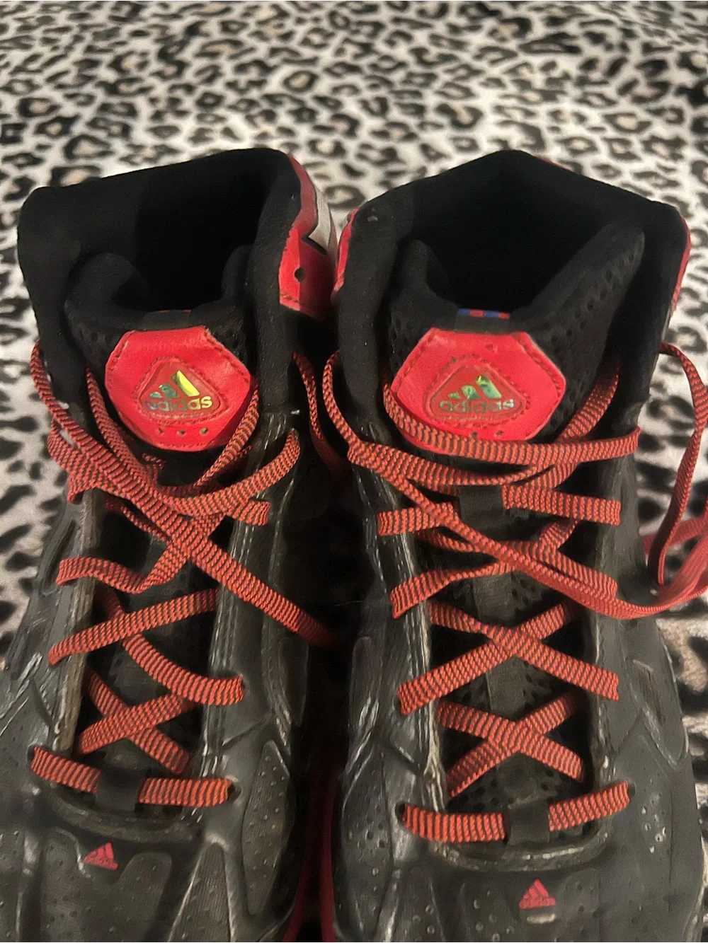 adidas Black and Red High-Top Athletic Sneakers
